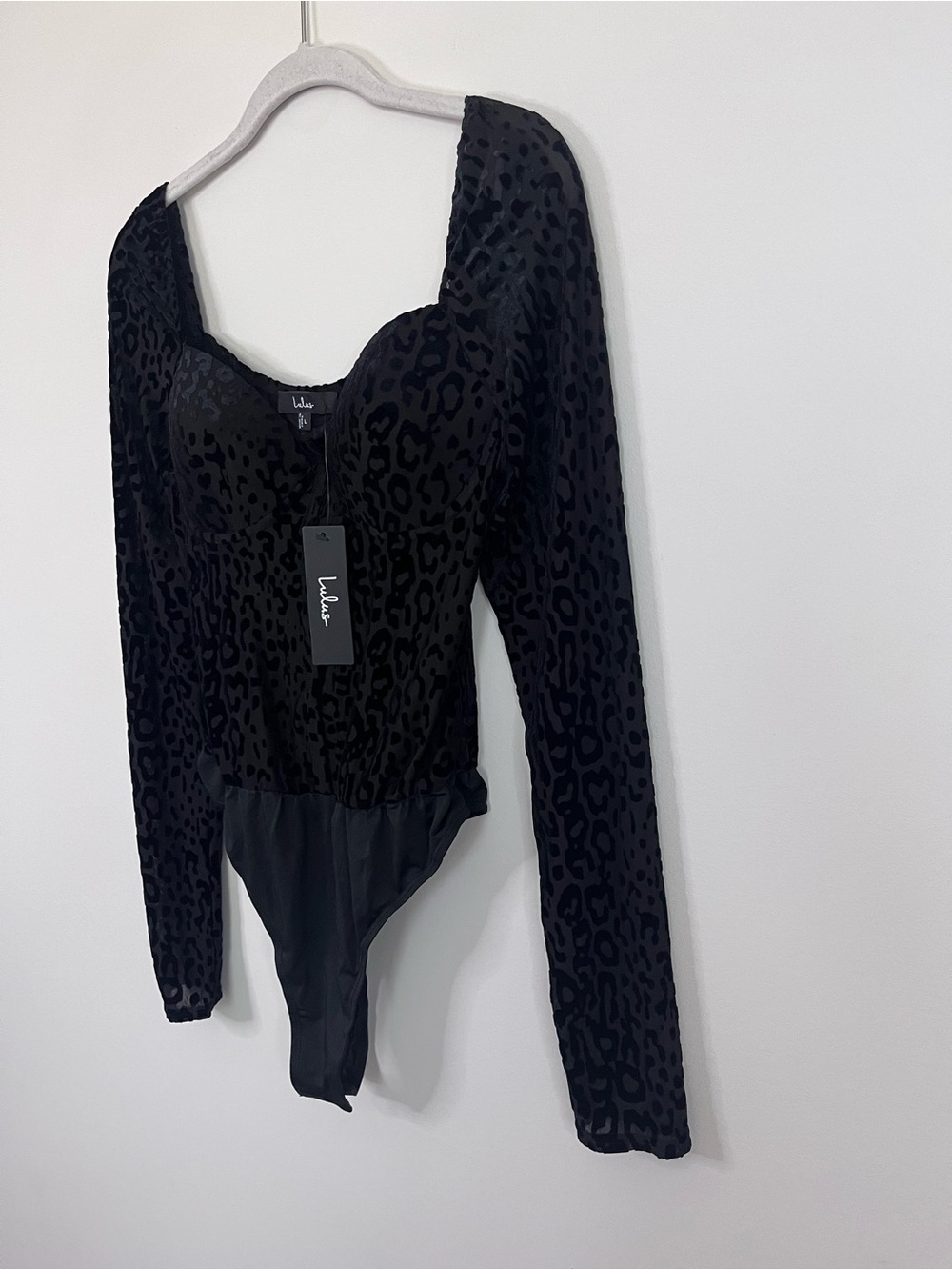 Lulus Wild Forever Black Animal Print Sheer Bustier Bodysuit Large NWT - Picture 8 of 13